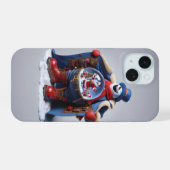 赤いブーツの雪だるま、クリスマス、著者ナターシャU iPhone 15ケース (裏面横)