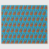 赤いブーツ付きルースターラッピング紙 ラッピングペーパー (フラット)