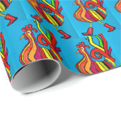 赤いブーツ付きルースターラッピング紙 ラッピングペーパー (ロールコーナー)