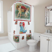 赤いブーツ白いバレンタインのショーカーテン シャワーカーテン (インサイチュ)