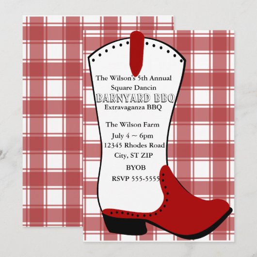 赤いブーツ 招待状 (正面/裏面)