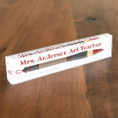 赤いブ日本のラシのデスク名のパーソナライズプレート デスクネームプレート (側面)