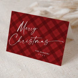 赤いプモダンライドのスクリプエレガントトクリスマス シーズンカード