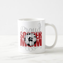 赤いプライドを持つサッカーママ コーヒーマグカップ