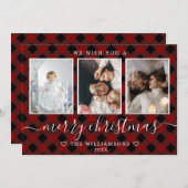 赤いプライドマルチフォトクリスマスカード 案内状 (正面/裏面)