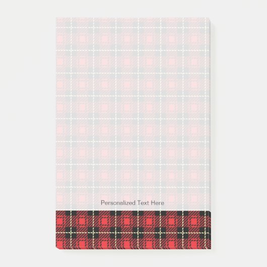 赤いプレイドの背景 ポストイット (正面)