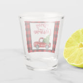 赤いプレイドブラシスクリプトヴィンテージトラッククリスマス ショットグラス (裏面)