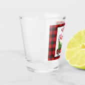 赤いプレイドブラシスクリプトヴィンテージトラッククリスマス ショットグラス (左)