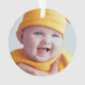 赤いプレイド初めてのクリスマスが祖父母の写真に オーナメント (裏面)