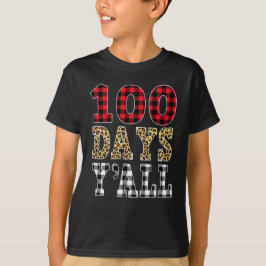 赤いプレイド100日おもしろい100日目全校 Tシャツ