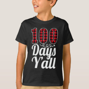 赤いプレイド100日ズおもしろい100日目全校 Tシャツ