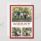 赤いプレイメリード3枚のフォトクリスマス シーズンカード (正面)