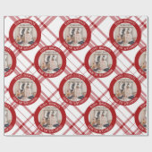 赤いプレモダンイドのクリスマスカスタムの家族写真 ラッピングペーパー (フラット)