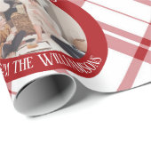 赤いプレモダンイドのクリスマスカスタムの家族写真 ラッピングペーパー (ロールコーナー)