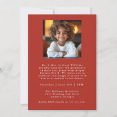 赤いプレーキンダーガーテン2歳児　写真　卒園式のお祝い 案内状 (裏面)