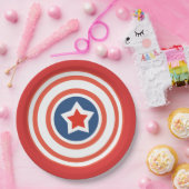 赤いプレート（白い円の線と中心の星） ペーパープレート (パーティー)