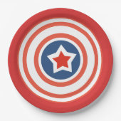 赤いプレート（白い円の線と中心の星） ペーパープレート (正面)