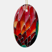 赤いプロテアの花の元の水彩画の芸術 セラミックオーナメント (右)