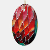 赤いプロテアの花の元の水彩画の芸術 セラミックオーナメント (左)