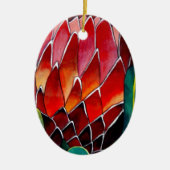 赤いプロテアの花の元の水彩画の芸術 セラミックオーナメント (正面)