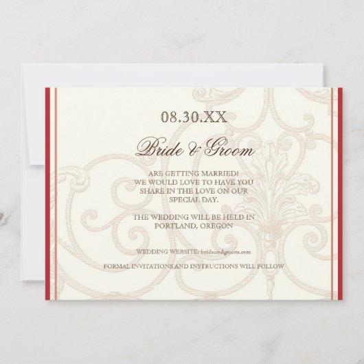 赤いプロテアハミングバード – 日付を保存 招待状 (正面)