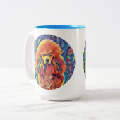 赤いプードルの芸術 ツートーンマグカップ (正面左)