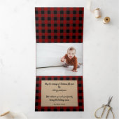 赤いプ素朴レイドとクラフトの写真 三つ折りクリスマスカード (内部)