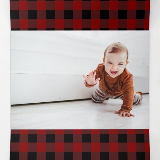 赤いプ素朴レイドとクラフトの写真 三つ折りクリスマスカード (内部中)