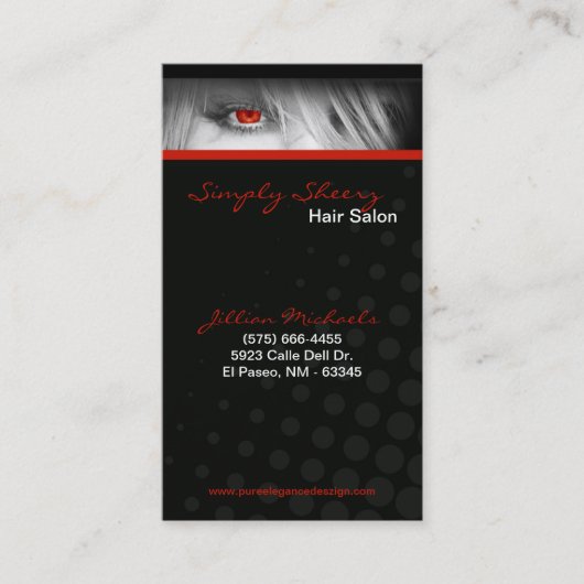 赤いヘアーサロンの美容室のBoutiqの名刺 名刺 (正面)