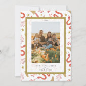 赤いヘビとキノコ2写真中国の新年 シーズンカード (正面)