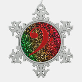 赤いヘ音記号音楽休日のオーナメント スノーフレークピューターオーナメント