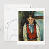 赤いベストのはがきを着た少年 ポストカード (正面/裏面)