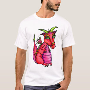 赤いベビーのドラゴンのかわいい動物のヴィンテージのティー Tシャツ