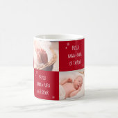 赤いベビー4写真初めてのクリスマス祖父母の名前 コーヒーマグカップ (中央)