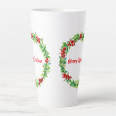 赤いベリーのクリスマスリース カフェラテマグ (正面)