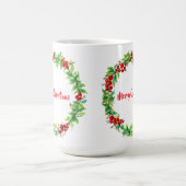 赤いベリーのクリスマスリース コーヒーマグカップ (中央)