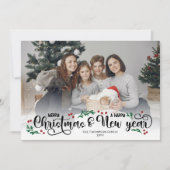 赤いベリー写真メリークリスマスハッピーニューイヤー シーズンカード (正面)