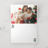 赤いベリー写真メリークリスマスハッピーニューイヤー 箔シーズンカード (内側レイダウン)