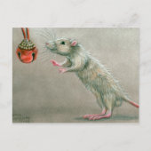 赤いベルのはがきクリスマス付きネズミ シーズンポストカード (正面)