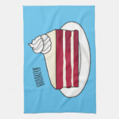 赤いベルベットのケーキ漫画イラストレーション キッチンタオル (縦)