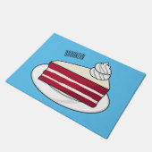 赤いベルベットのケーキ漫画イラストレーション ドアマット (アングル)