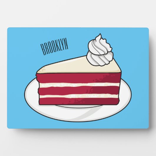 赤いベルベットのケーキ漫画イラストレーション フォトプラーク (正面)