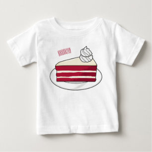 赤いベルベットのケーキ漫画イラストレーション ベビーTシャツ