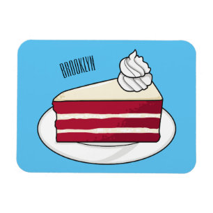 赤いベルベットのケーキ漫画イラストレーション マグネット