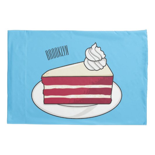 赤いベルベットのケーキ漫画イラストレーション 枕カバー (裏面)