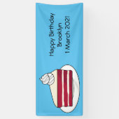 赤いベルベットのケーキ漫画イラストレーション 横断幕 (縦)