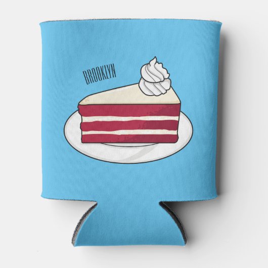 赤いベルベットのケーキ漫画イラストレーション 缶クーラー (正面)