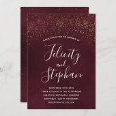 赤いベルベットの結婚式招待状 招待状 (正面/裏面)
