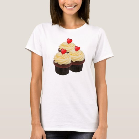 赤いベルベットカップケーキTシャツ Tシャツ (正面)