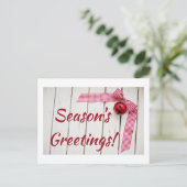 赤いベル赤いギンガムリボン ポストカード (スタンド正面)